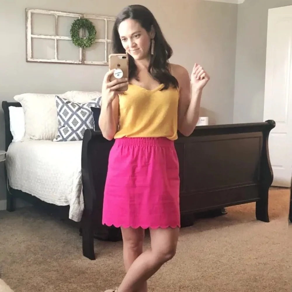 NWT J. Crew Factory Scalloped Sidewalk Skirt in Pink - Picture 2 of 11
